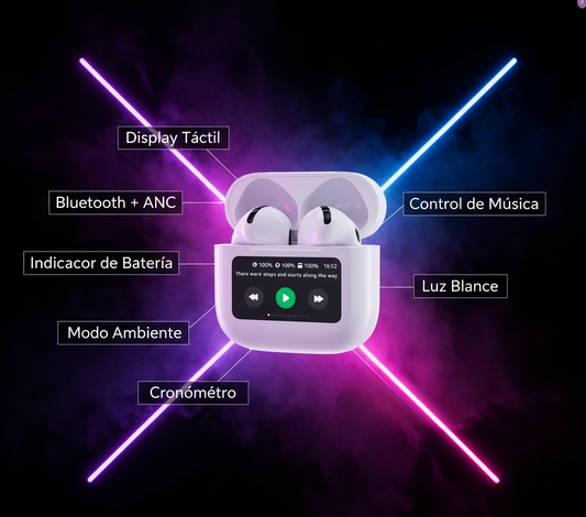 AURICULARES INALAMBRICOS CON DISPLAY PRO BLANCO