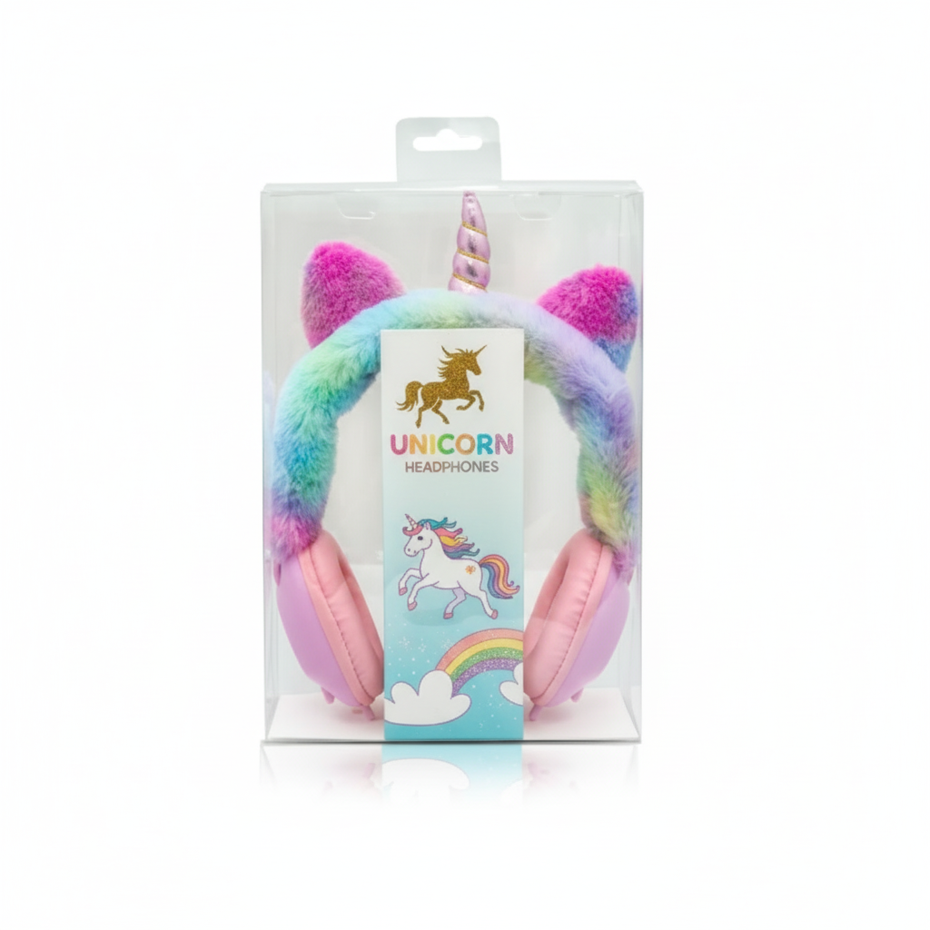 VINCHA AURICULAR GOLDTECH CABLEADA UNICORNIO PELUCHE