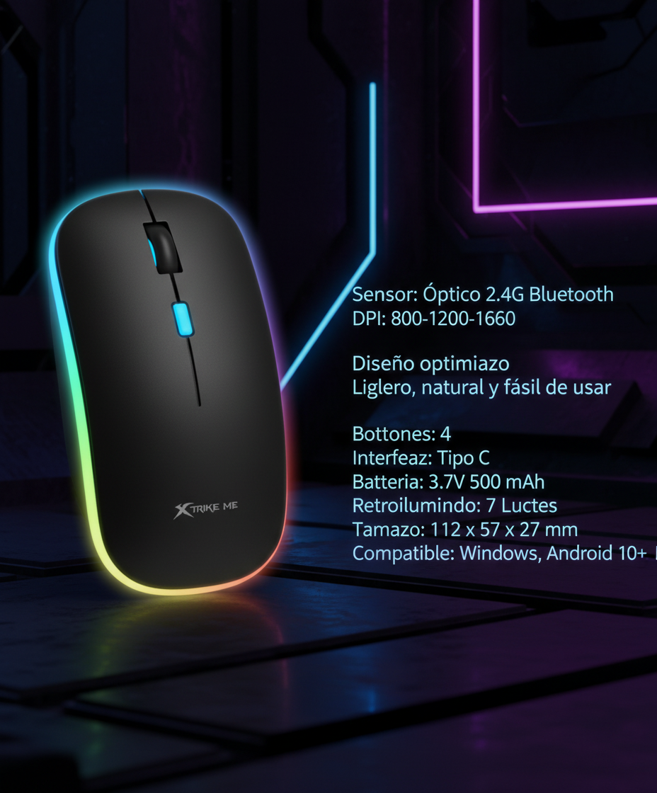 MOUSE INALÁMBRICO GAMER XTRIKE ME GW-113 RGB