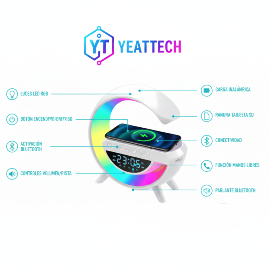 LAMPARA LED G CARGADOR RELOJ BLANCO