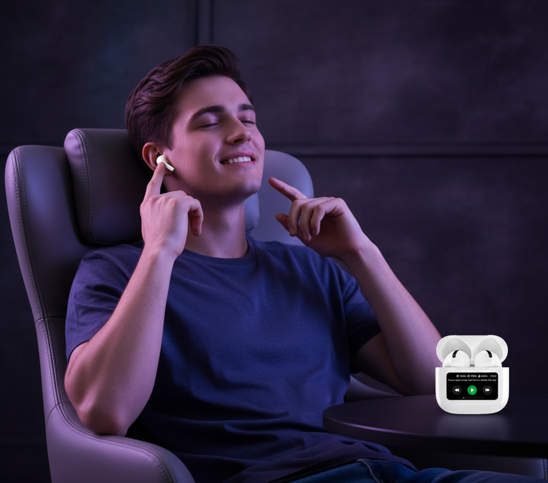 AURICULARES INALAMBRICOS CON DISPLAY PRO BLANCO