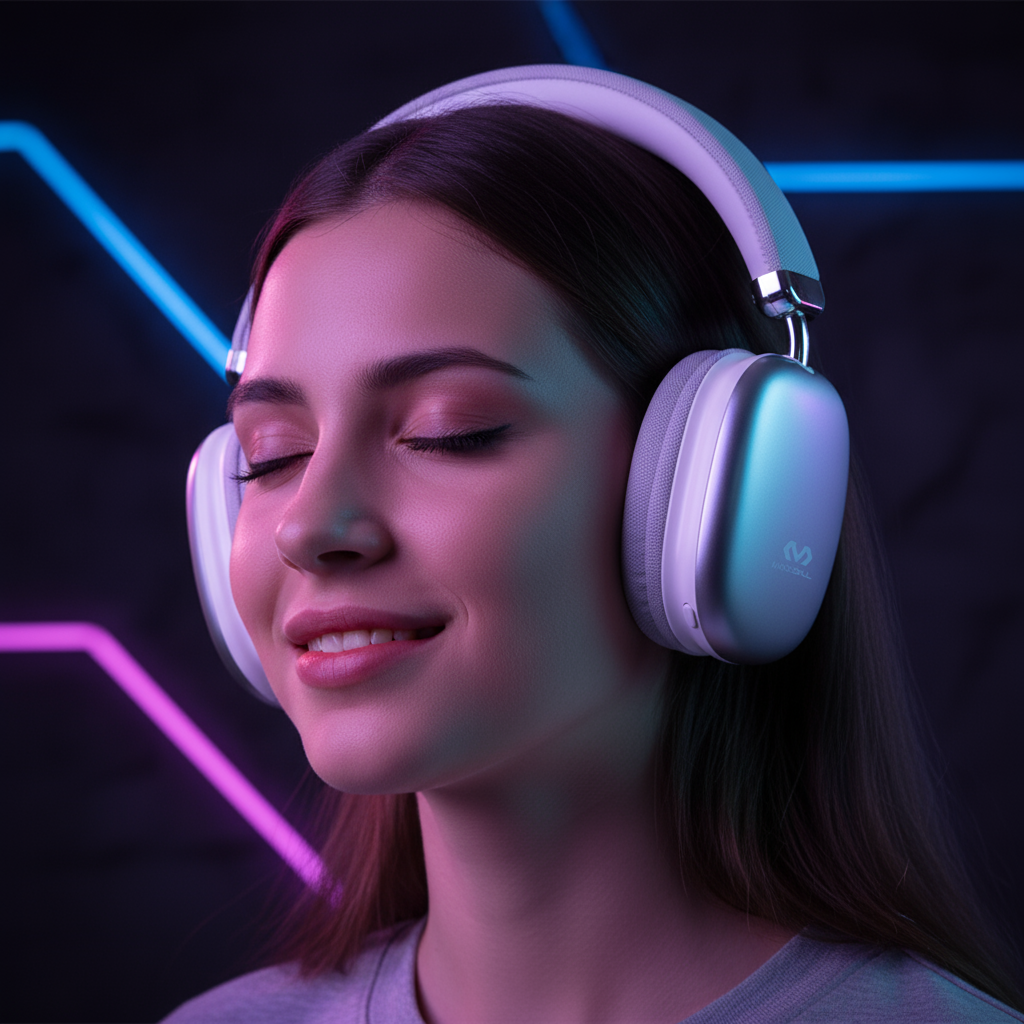 Persona usando auriculares blancos