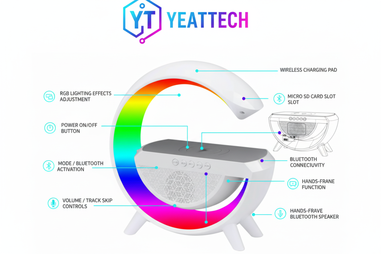 LAMPARA LED G CARGADOR PARLANTE RGB BLANCO